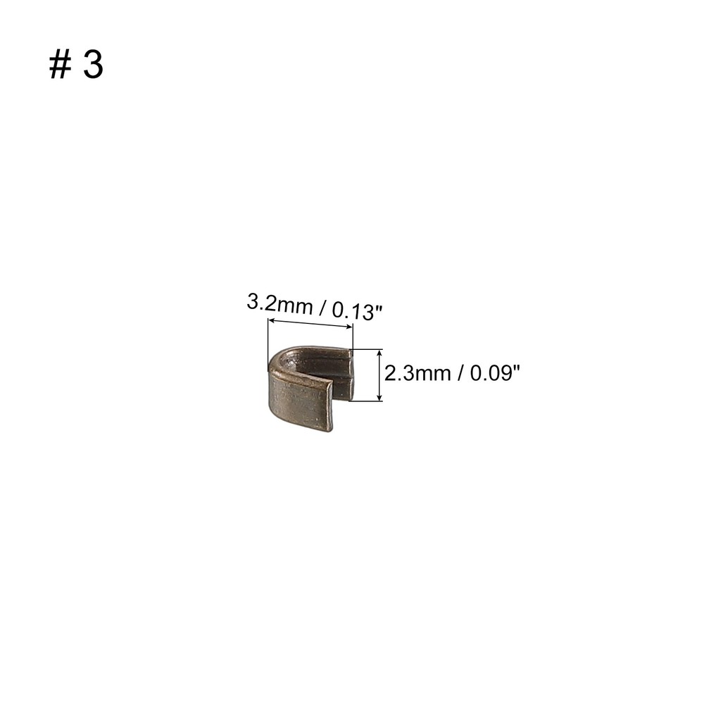 100Pcs #3 U Shape Top Stoppers for Zippers Replacing, Bronze Tone