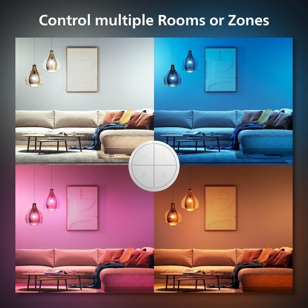 Wall Tap Dial Light Switch, Portable, White - 1 Pack - Requires Hue Lights an...