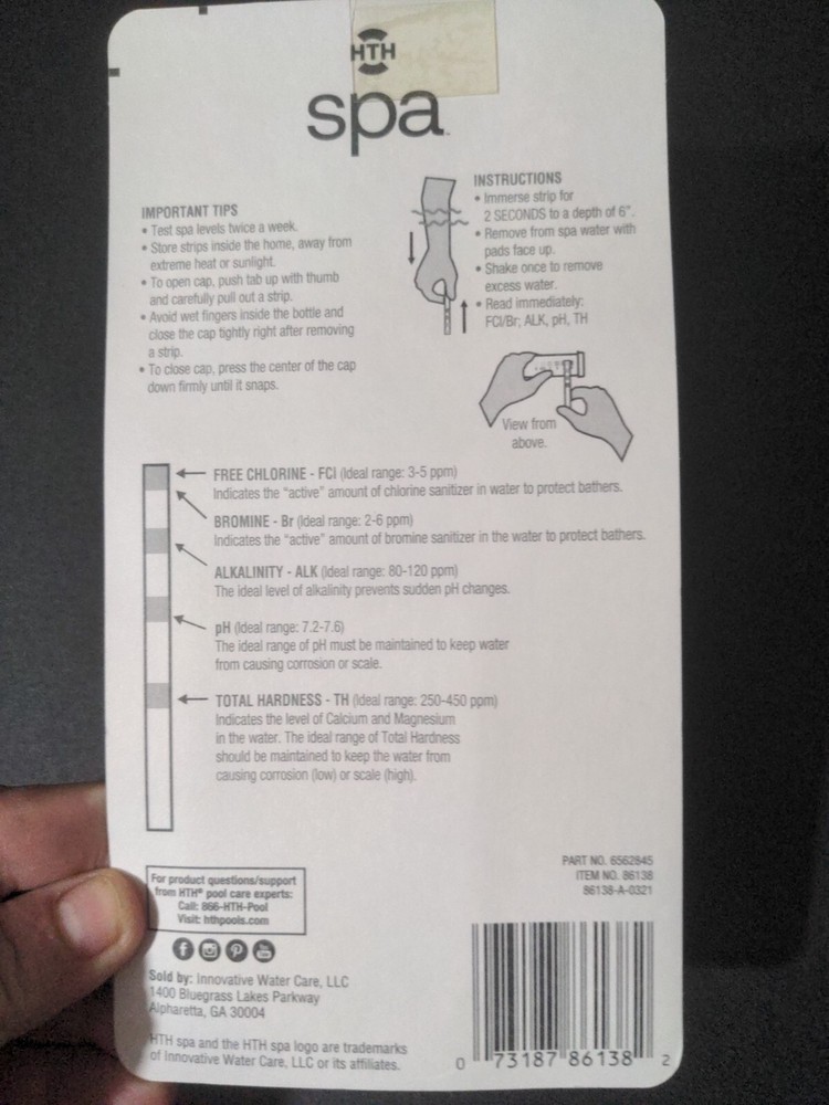 HTH Spa Water Test Strips 25 Strips