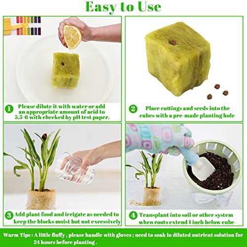 1" Rockwool Grow Cubes Starter Plugs for Plant Growing Rooting, 2 Sheets