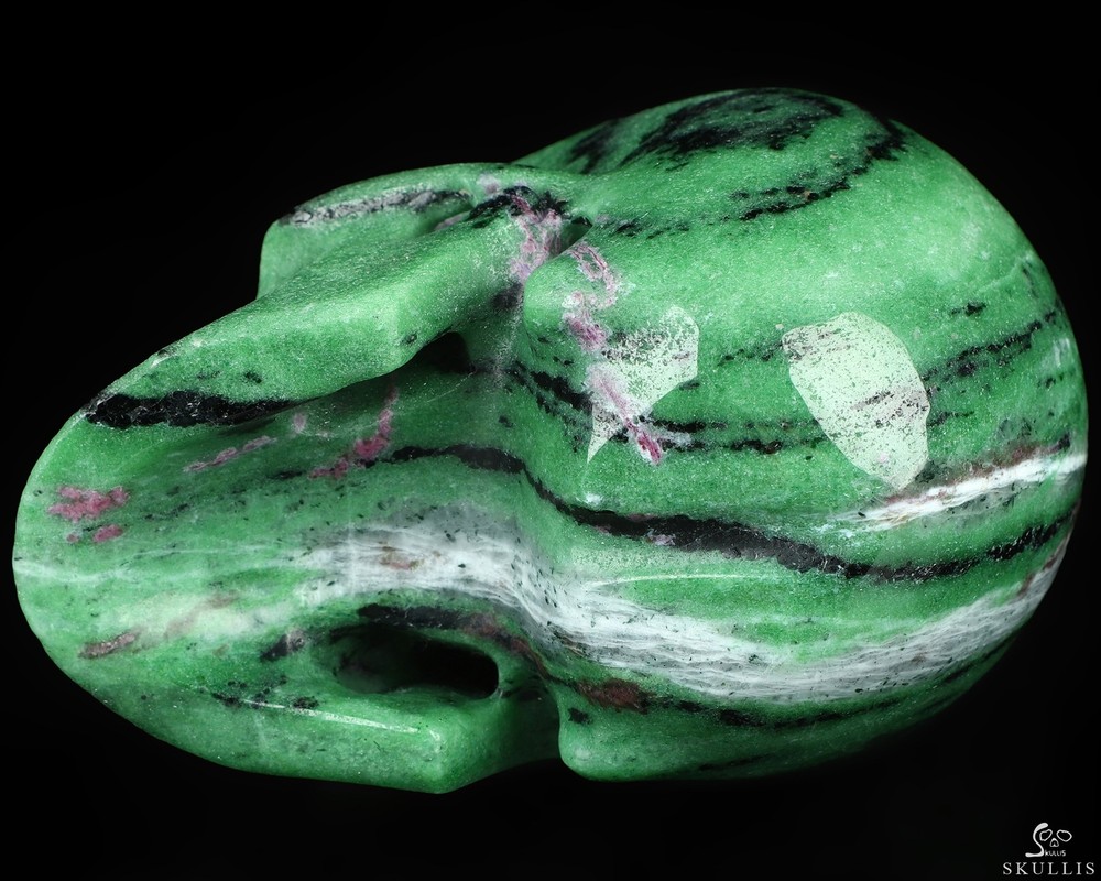 5.1" Ruby Zoisite Hand Carved Crystal Skull, Realistic, Crystal Healing
