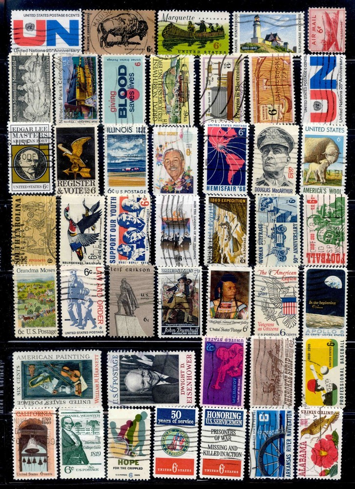 6 CENT 63 Stamps US Lot 1968-1971 Used