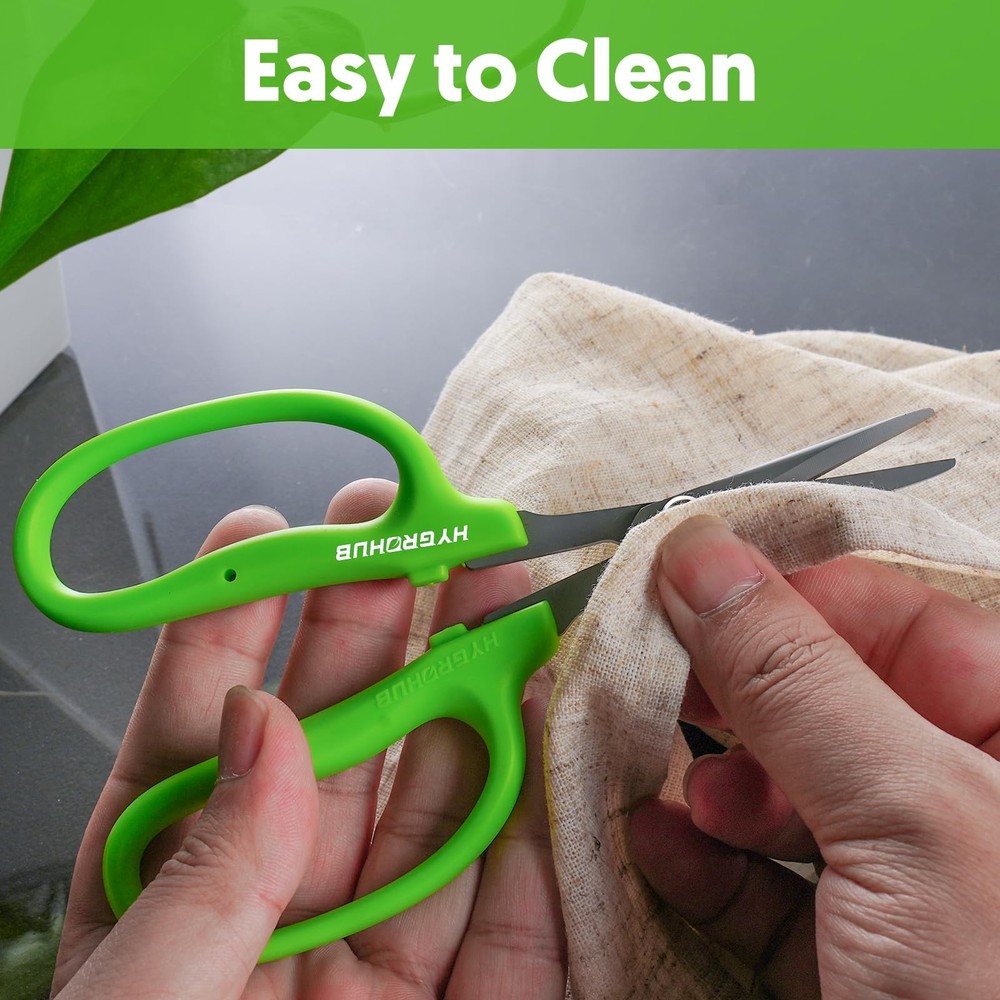 Garden Scissors, 6in Pruning Shears Snips Non-stick Coated Sharp Steel Green