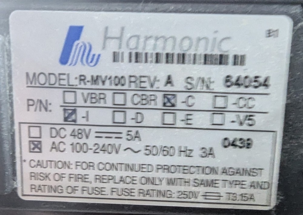 Harmonic DiviCom MV100 MediaView MPEG Encoder Decoder ASI Broadcast Unit