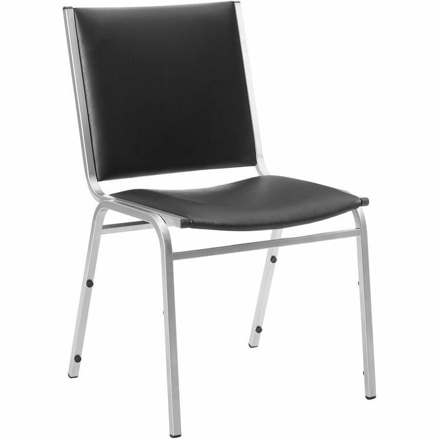 Lorell LLR62502 Padded Armless Stacking Chair Black Vinyl