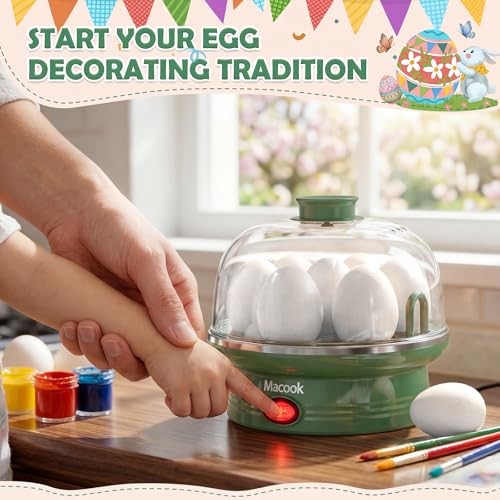 Electric Egg Cooker for Easter, 7 Egg Capacity with Auto Shut-Off, Spring Green