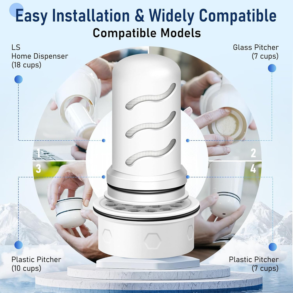 Water Filter Replacement For Lifestraw Home Pitcher Dispenser 6 Carbon + 1