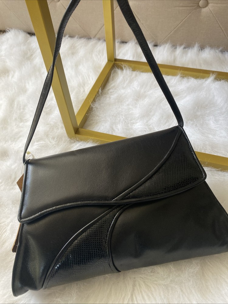 Barbara Miller Genuine Leather Handbag Black