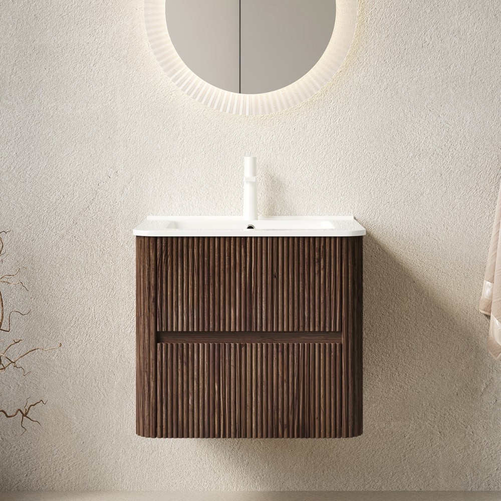 24" Modern Floating Vanity with Sink & 2 Drawers, Preassembled