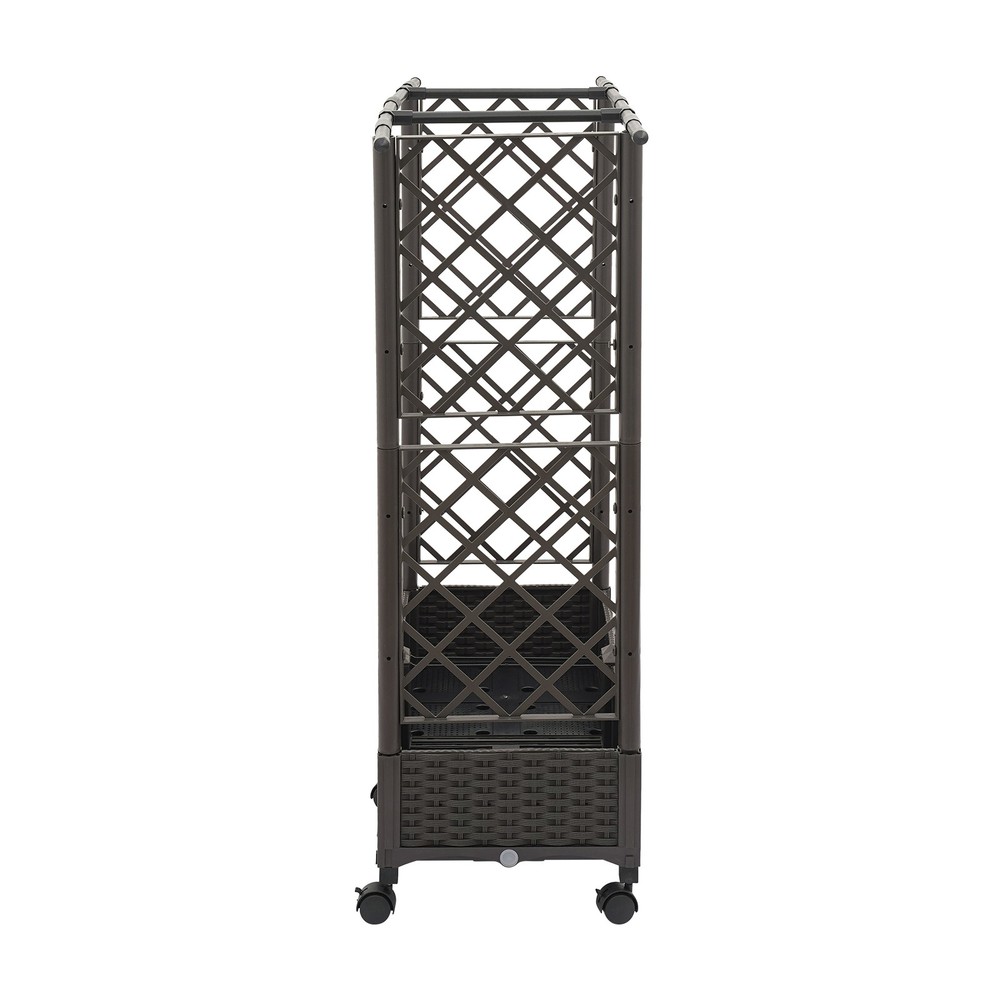 Grid-patterned Flower Box with Wheels Planter Garden Box Planter Garden Box