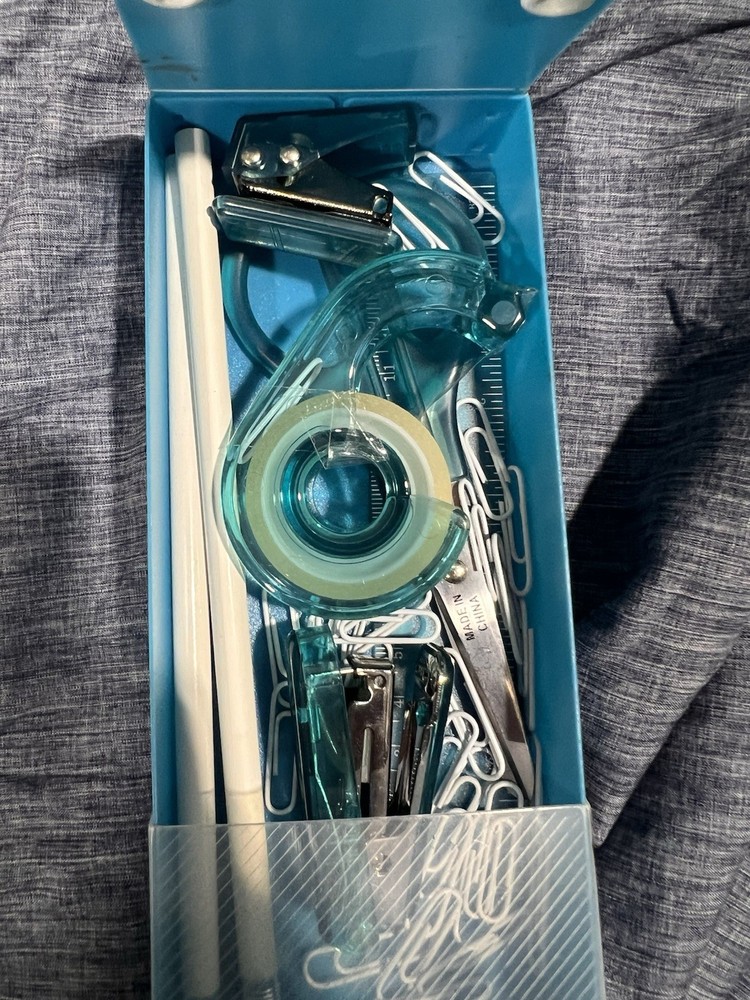 2003 Target Stationary Set Y2K TEAL TRANSLUCENT items Unused Missing Sharpener