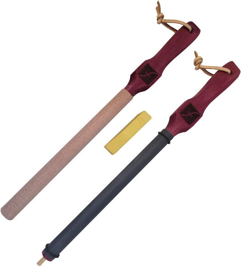 Flexcut Sharpening Set Includes: Hook Strop Hone Burgundy Wood Handle w/Compound