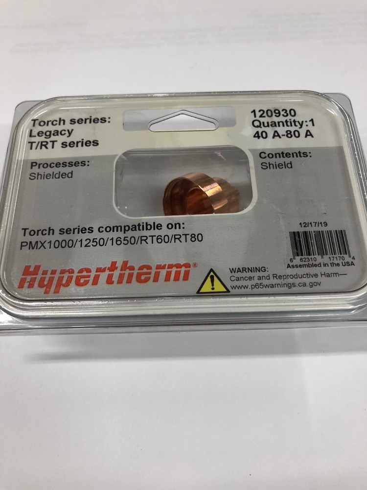HYPERTHERM 120930 40-80 AMP NOZZLE/SHIELD (LOT OF 2 PCS)