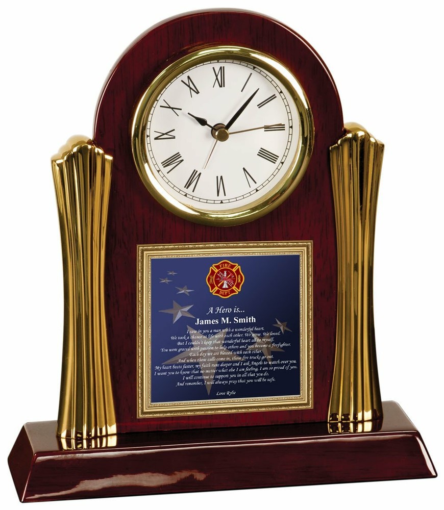 Personalized Fireman Clock Firefighter Gift Poem