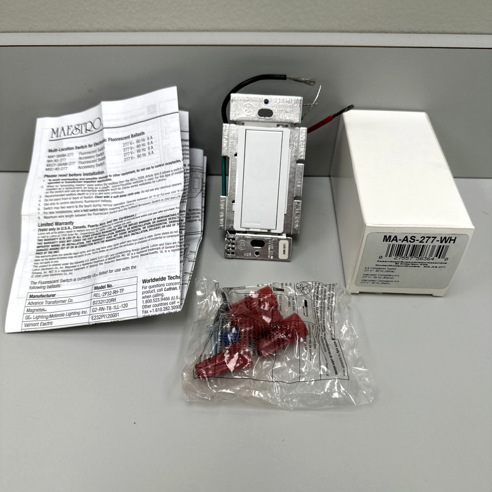 LUTRON MA-AS-277-WH Maestro Accessory Switch