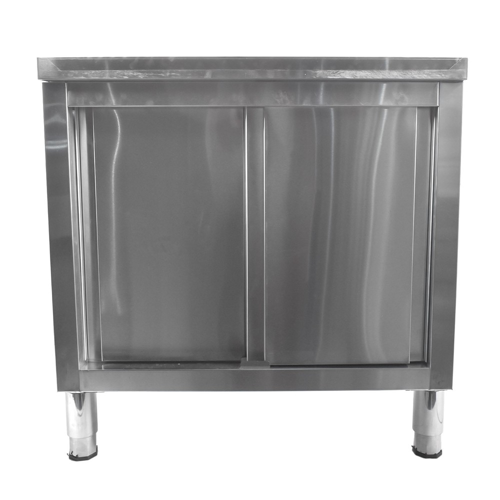 Commercial Kitchen Workbench with Sliding Doors Heavy Duty Prep Table for Garage