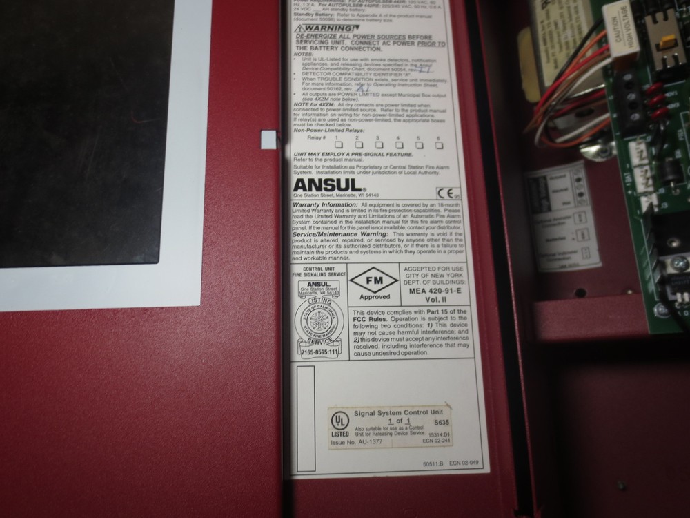 ANSUL 442R Fire Alarm Agent Release Panel Control Box AUTOPULSE 442R