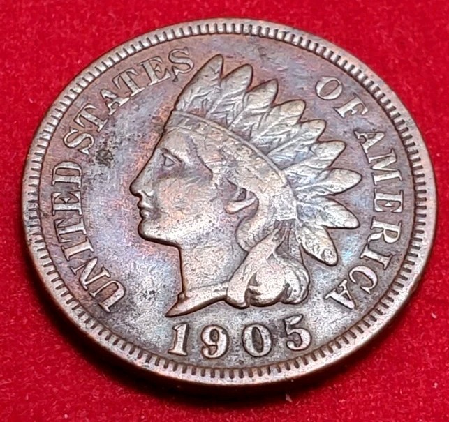 ☆1905 1C RB Indian Cent ☆ AU+ ☆Crazy Toning!!☆