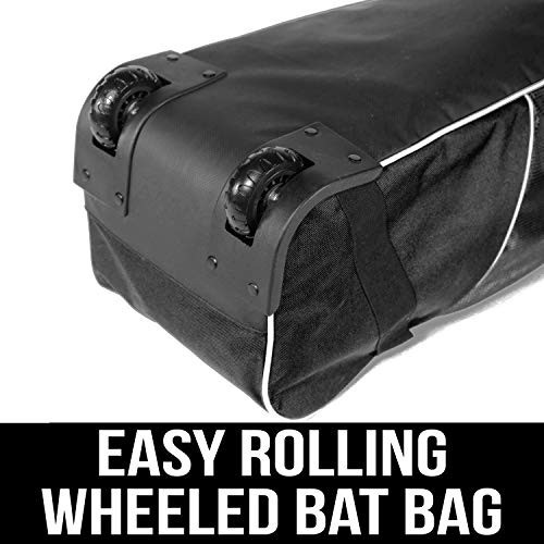 Rolling Baseball Equipment Bag - Durable, Spacious, Easy-Transport - Black