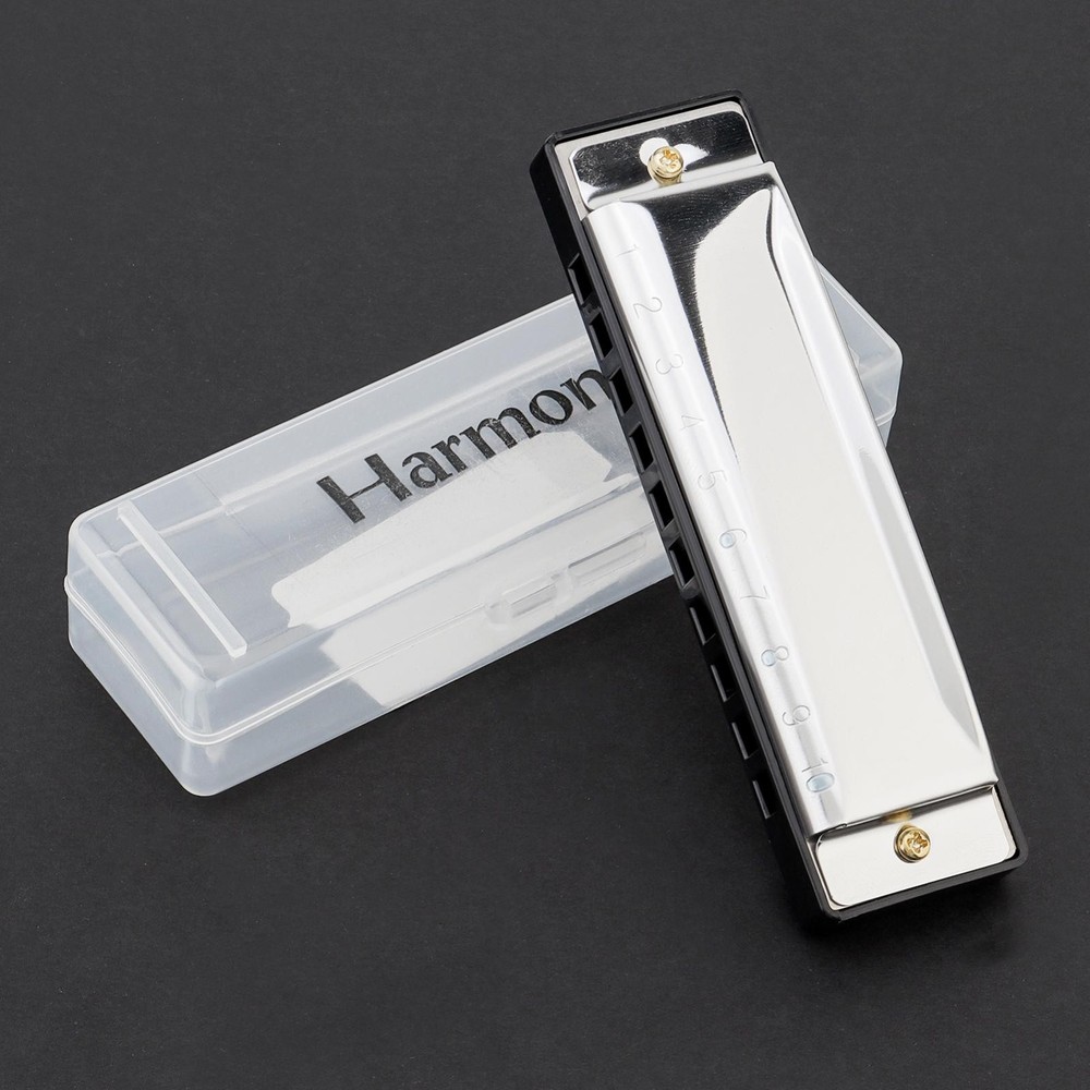 Harmonica Mouth Organ 10 Hole C Key with Case, Diatonic Harmonica Beginner Gift