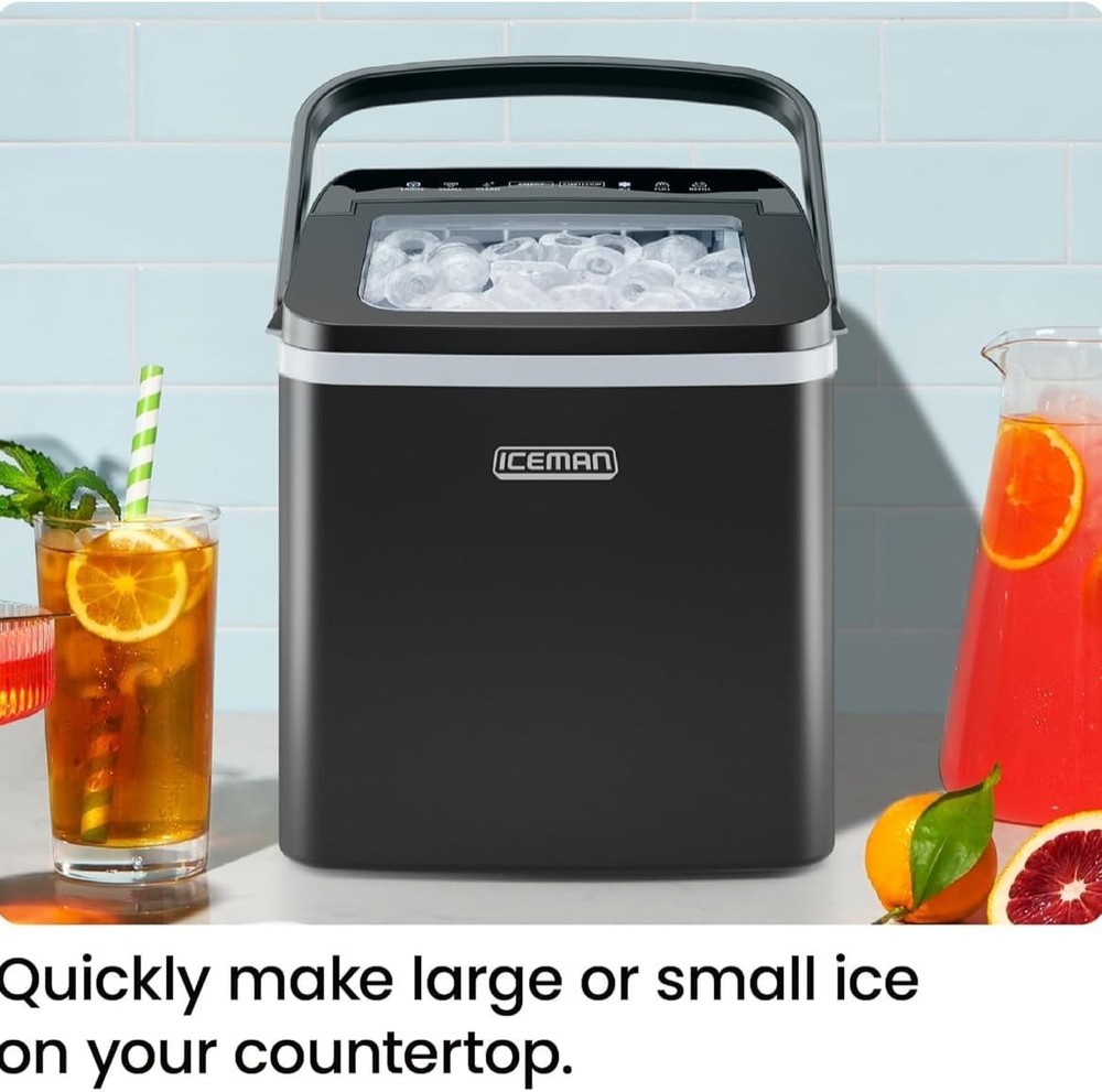 Dual-Size Countertop Ice Maker - Portable Ice Machine with Self-Cleaning Feature