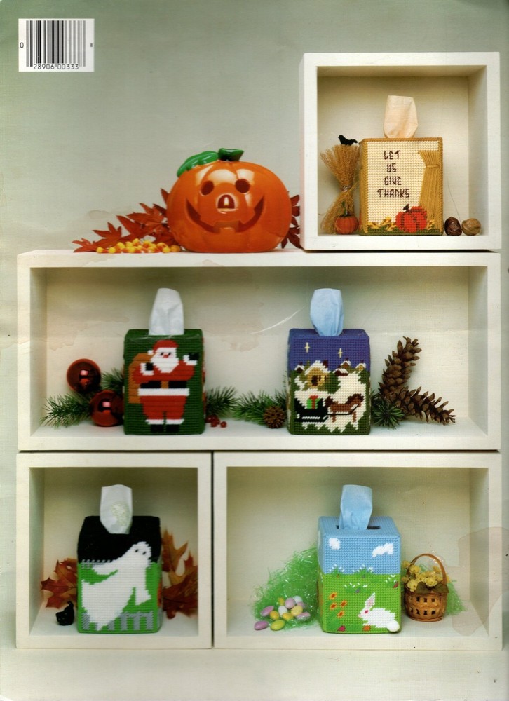 Leisure Arts 333 HOLIDAY TISSUE COVERS Plastic Canvas Pattern Leaflet