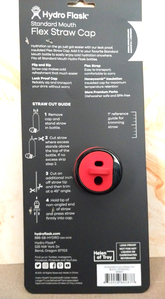 Hydro Flask Standard Mouth Flex Straw Cap & Two Replacement Straws