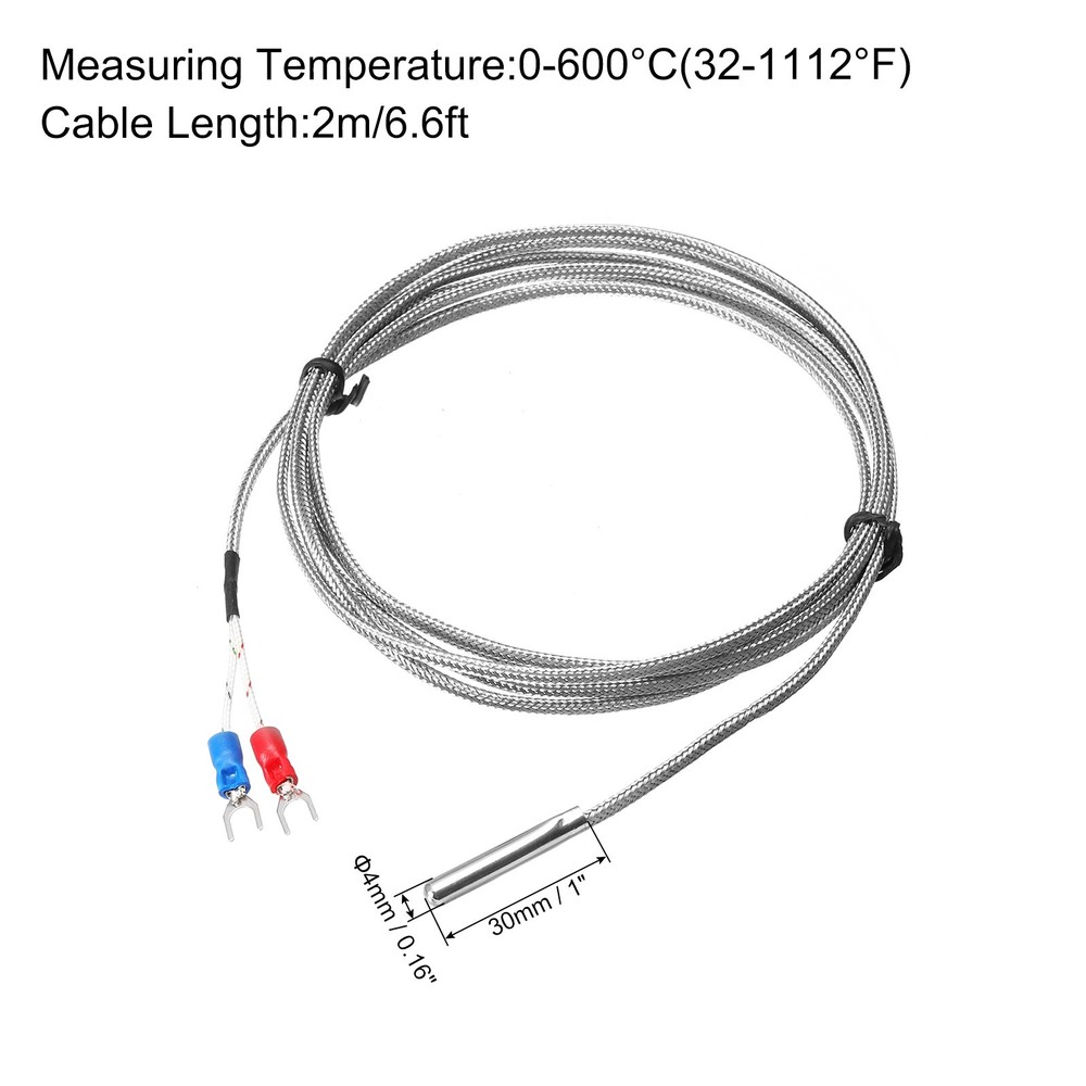 E Type Thermocouple Temperature Sensor Probe 4x30mm 6.6ft Wire