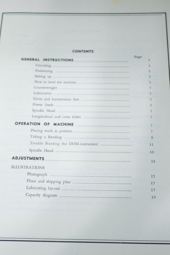 Atlantic 4000 Series Jig Borer Operational Manual
