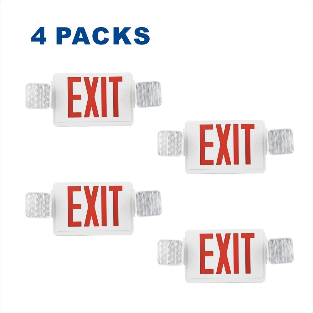 4 Packs UL Listed- Led Red Emergency Exit Lighting Battery Backup Exit Signs Set
