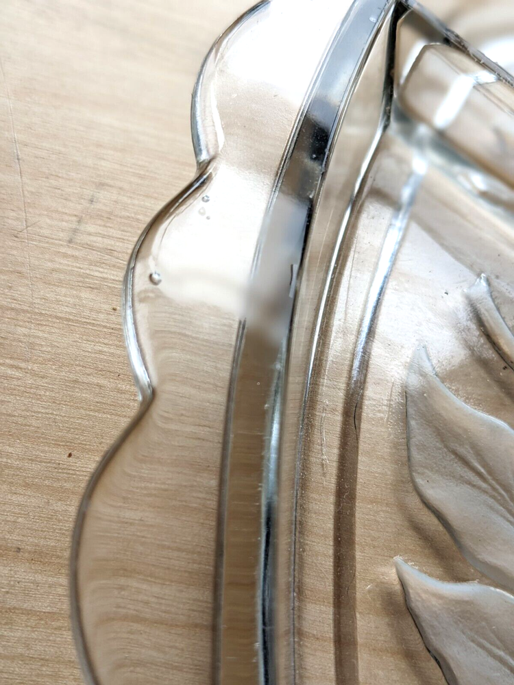 Four-Part Vintage Rectangular Glass Relish Dish with Embossed Food Sections