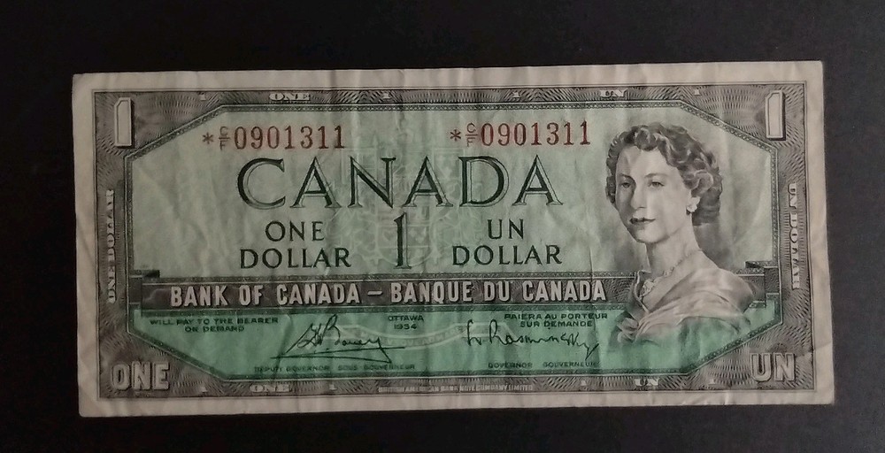 1954 Canada 1 Dollar Replacement Banknote V235