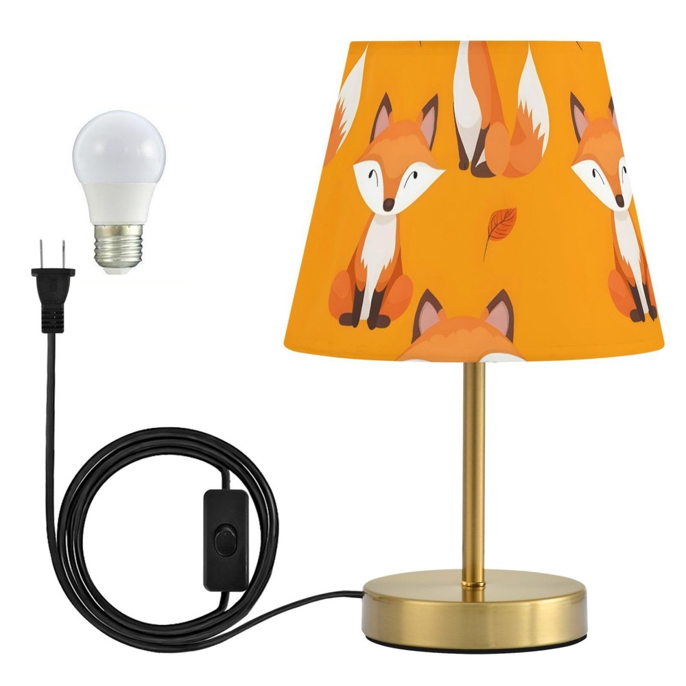 Fox Forest Table Lamp: USB Bedside Light with Bronze Base for Living Room