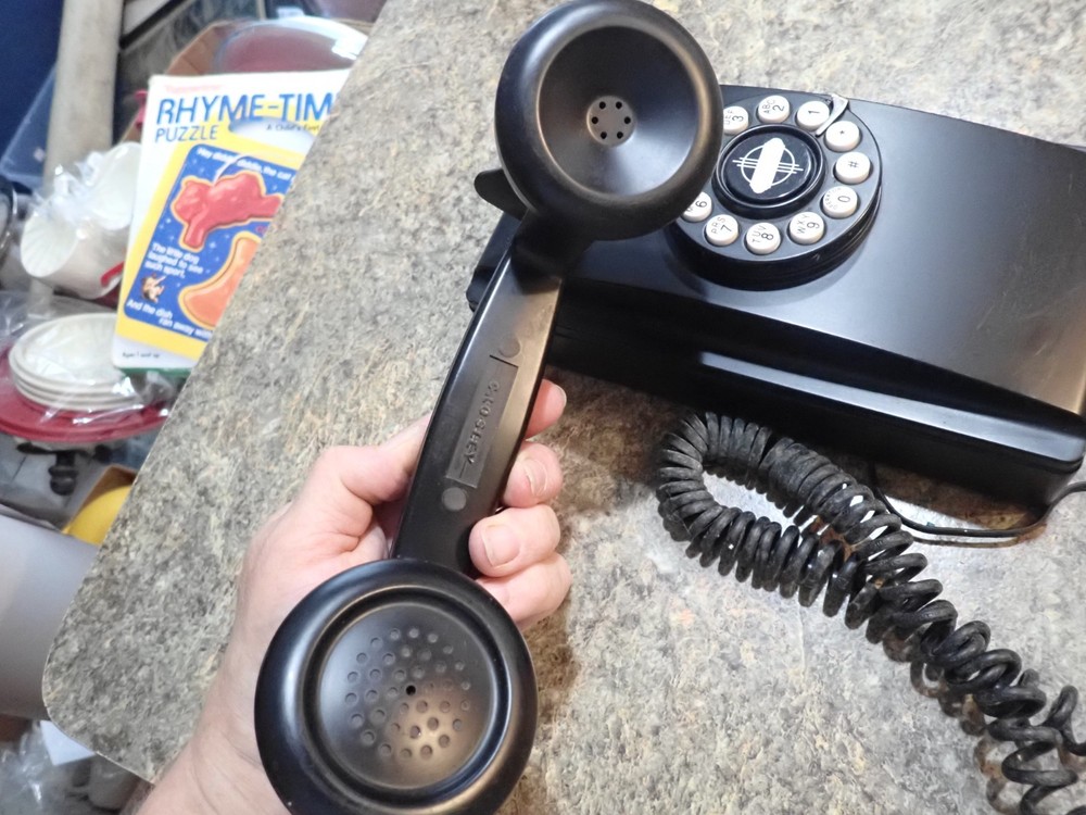 Crosley CR55 Black Wall Phone - Brushed Chrome Retro look - Work! Tested!