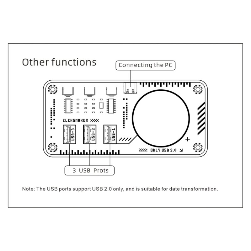 USB Hub Module Desktop Controller Station 3-port Expansion W/ RGB For EleksMaker