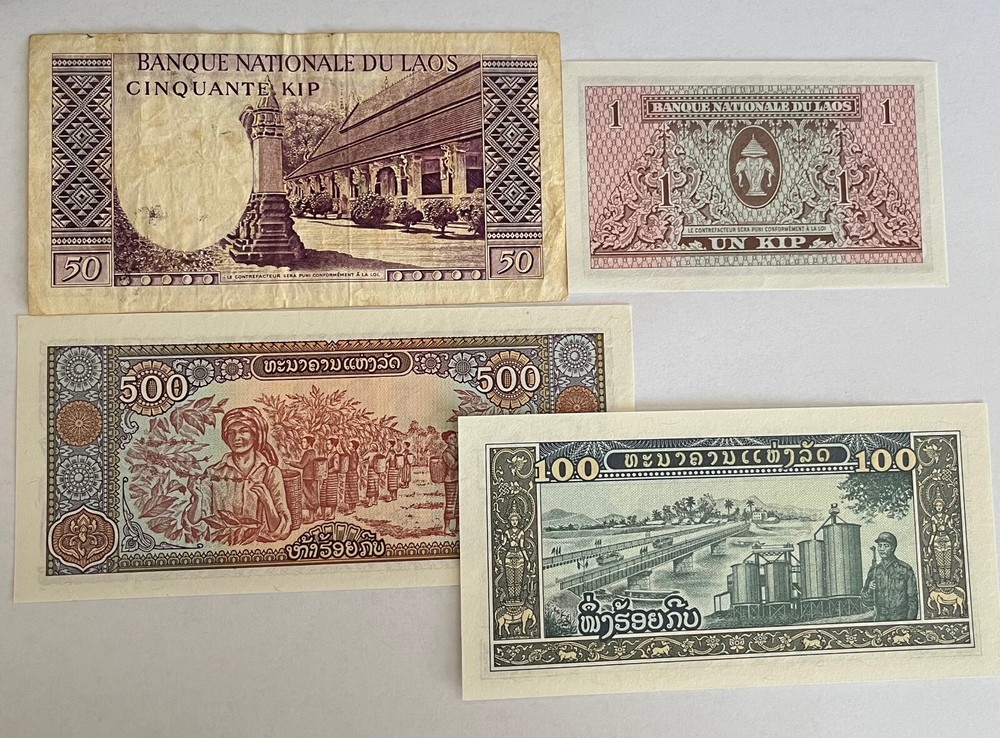 LAOS 1, 50 , 100 & 500 KIP notes!