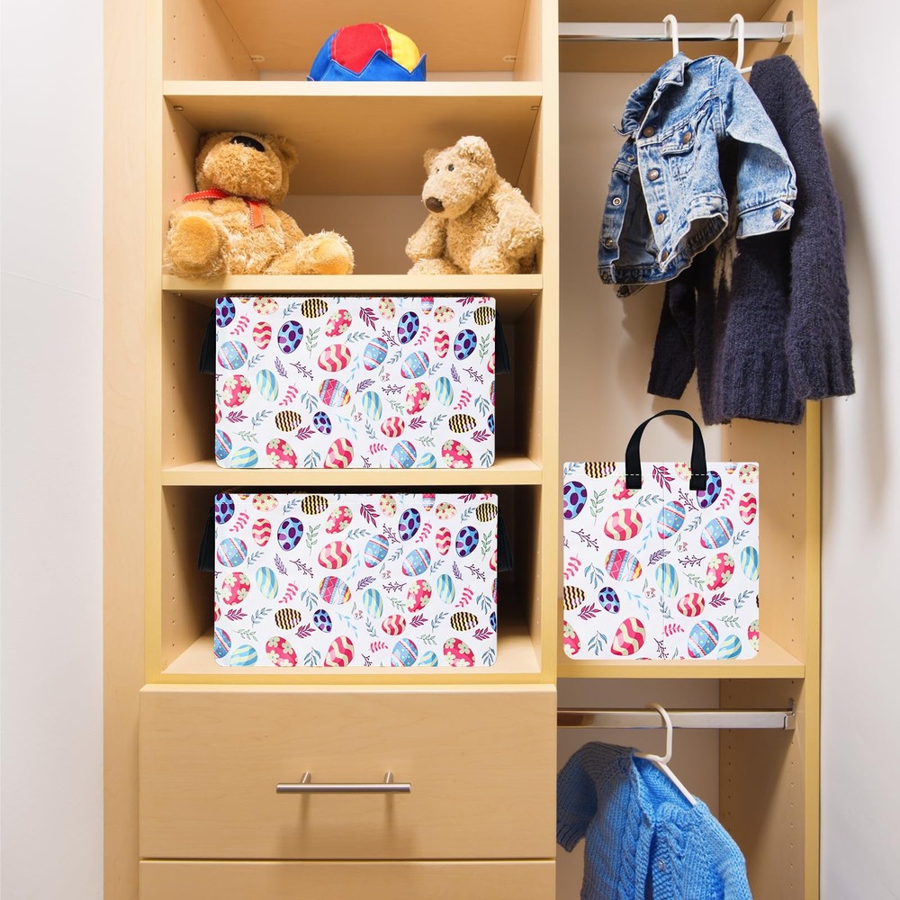 VAIVUSTO Easter Storage Basket Easter Bunny Storage Bin Collapsible Nursery H...