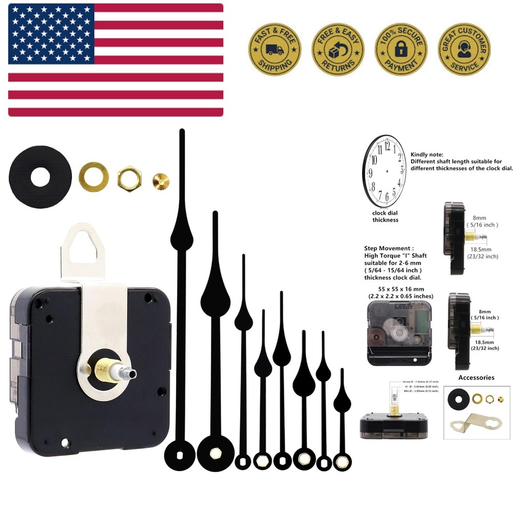 Modern Quartz Clock Movement Kit - Includes 4 Sets of Hands, Battery Powered