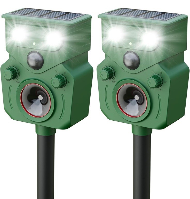 Ultrasonic Animal Repeller 2 Pack Solar Powered, New Open Box