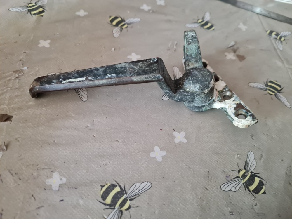 One Single Old Antique Brass Window Latch Handle Needs Stripping But Does Move