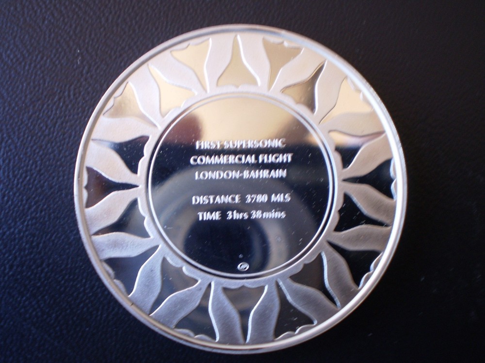 1976 CONCORDE FLIGHT SILVER PROOF MEDAL 20.2g