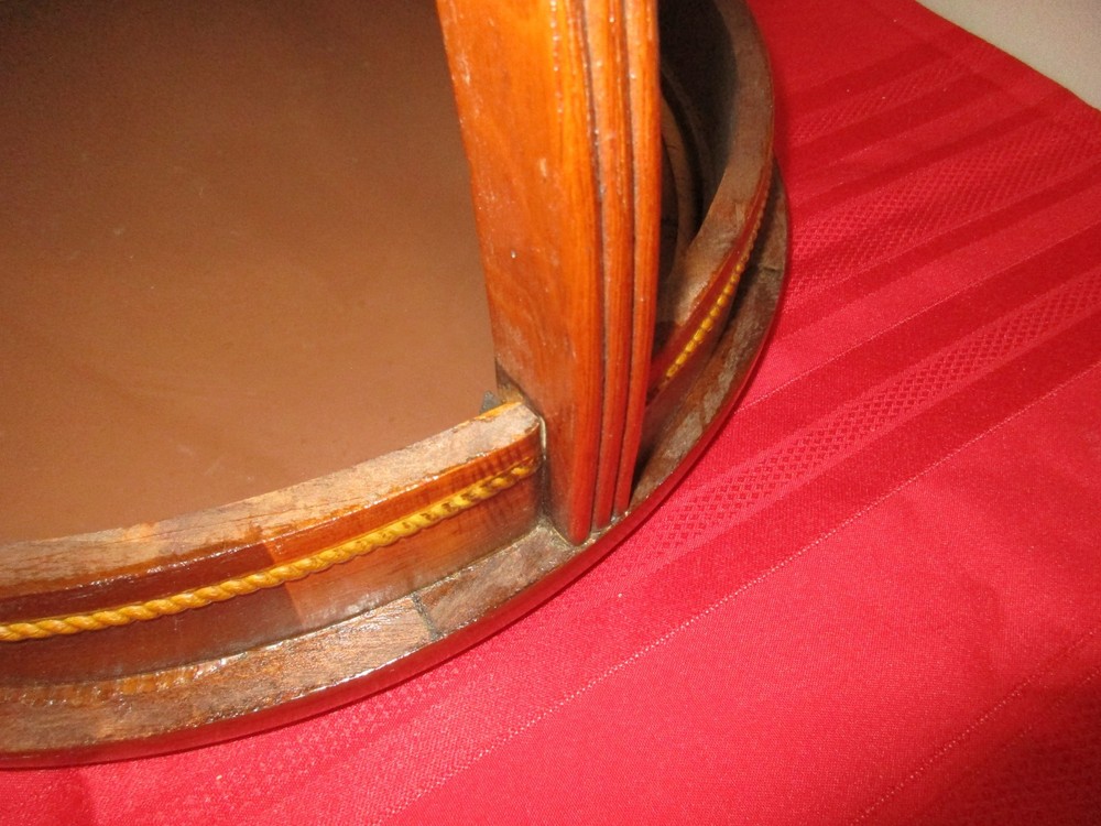 Mid Century Round Solid Wood / Glass End Table / Side Table