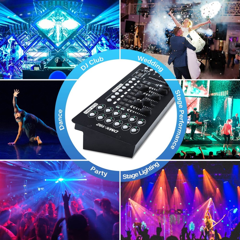 DMX 512 Controller, 192 Channel DMX Light Controller Stage Lighting Console f...