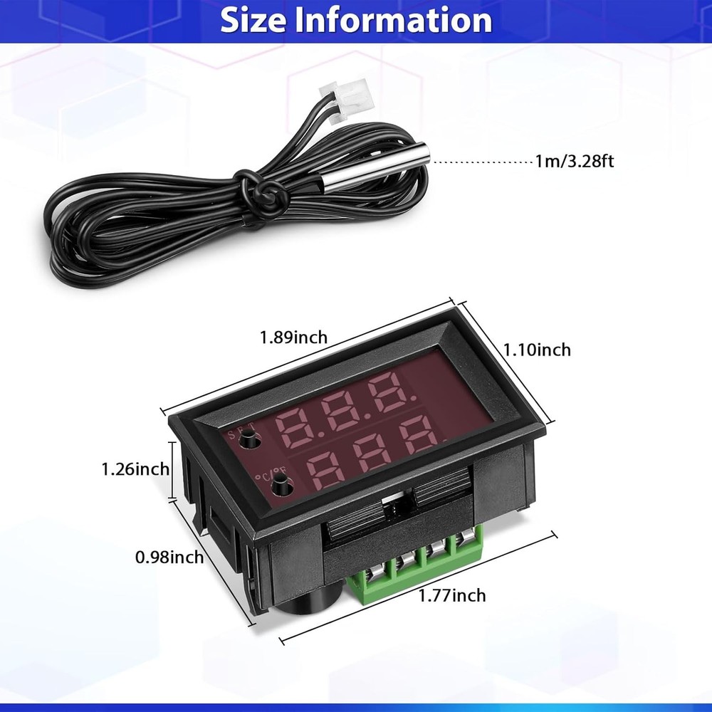 2 Pieces 12V Electronic Temperature Controller Programmable -50 to 110 Degree Ce