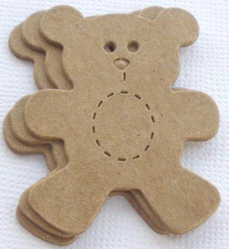 (6)  *MINI TEDDY BEAR*  Bare Unfinished Chipboard Die cuts - 1 3/4"