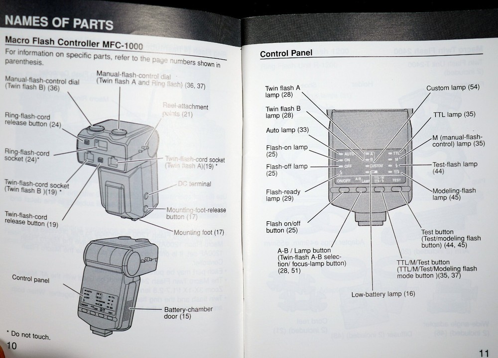 Original Instructions Minolta Twin Macro Flash Controller MFC-1000 T-2400