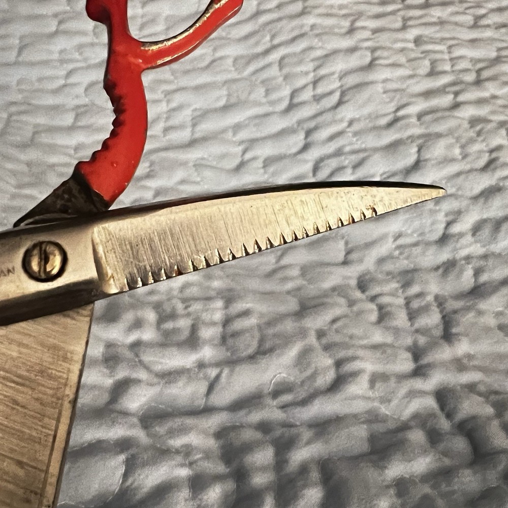 Vintage Kitchen Scissors Shears Red Handled Metal | Multipurpose 7.5” Taiwan