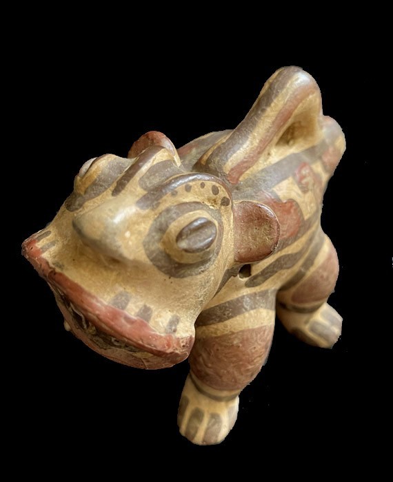 PRE-COLUMBIAN AUTHENTIC POLYCHROME PAINTED POTTERY FIGURE
