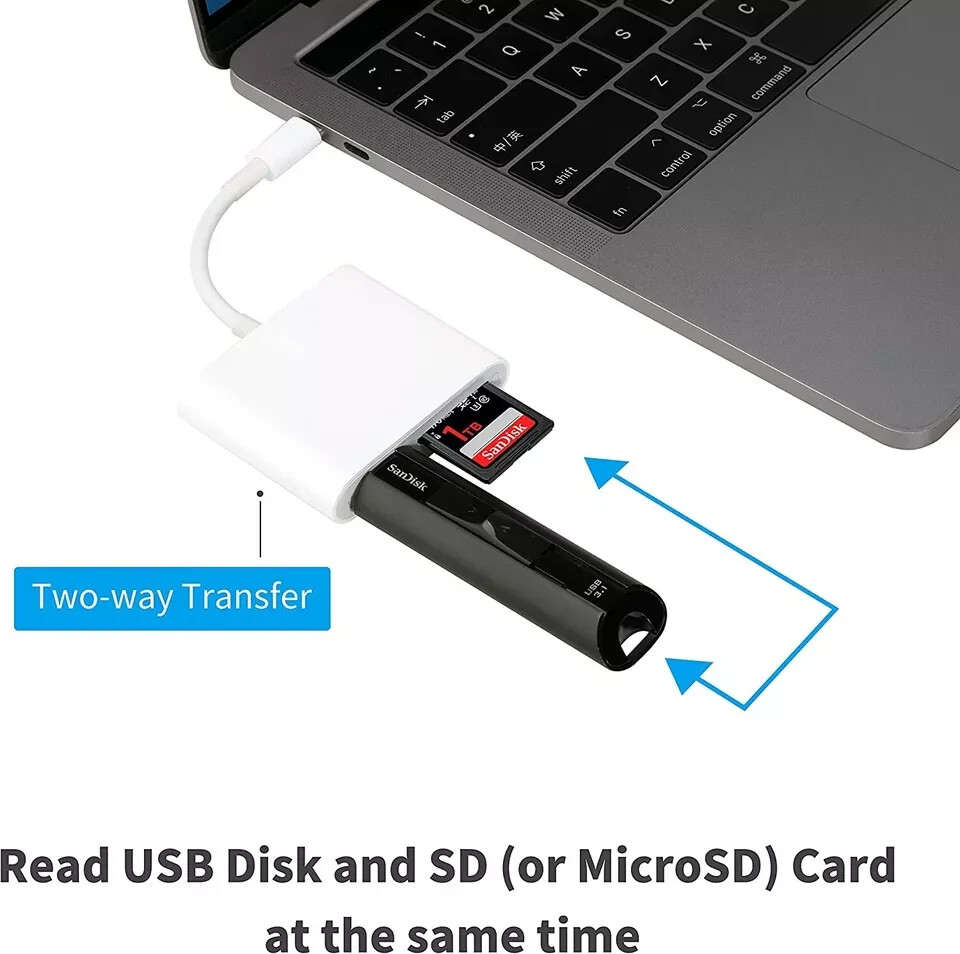 USB C to SD Card Reader with USB 3.0 Thunderbolt to Micro SD TF Card Reader