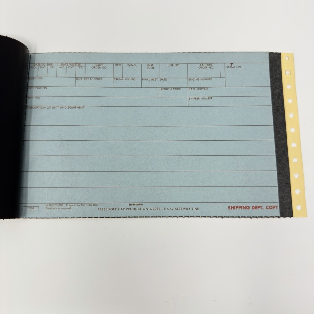 1960s Studebaker Factory Production Order & Inspection Gate Pass Assembly Line